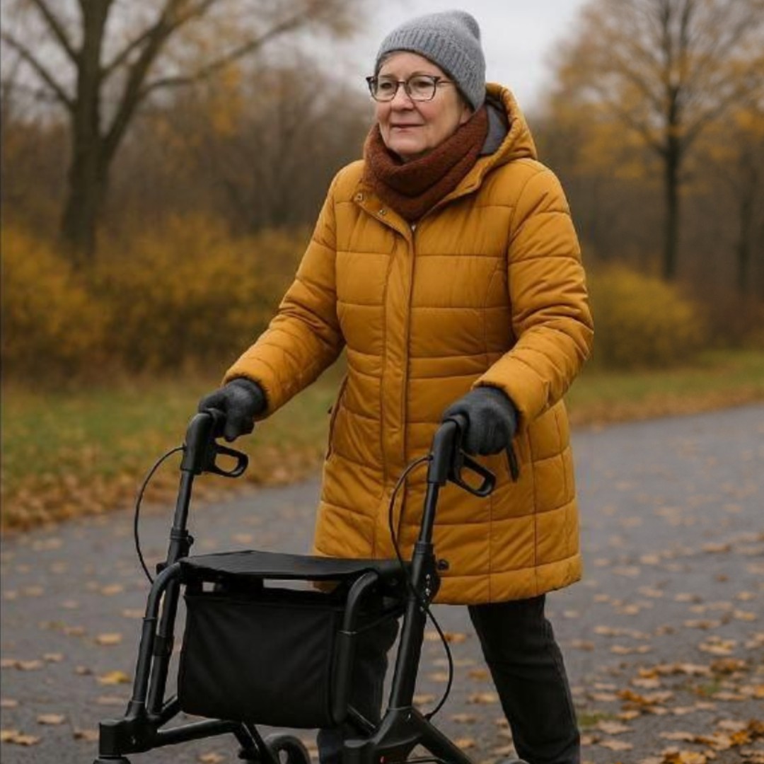Rollator im Herbst Winter