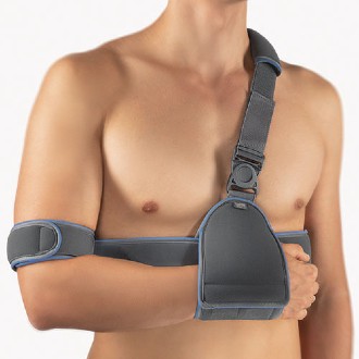 Schulterbandage in Anwendung 